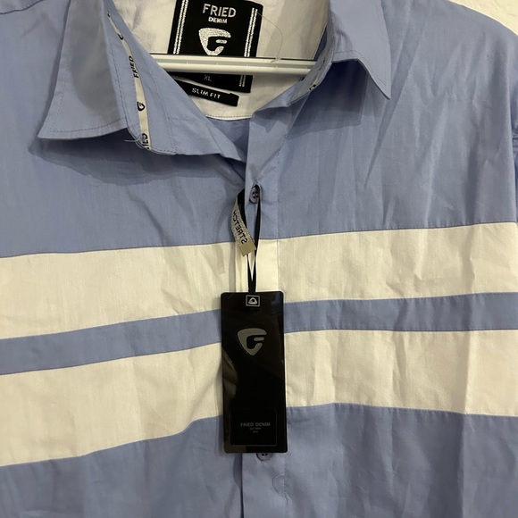 💥PRICE⬇️ 
FRIED DENIM • Blue & White Long Sleeve Shirt • XL - Picture 2 of 8